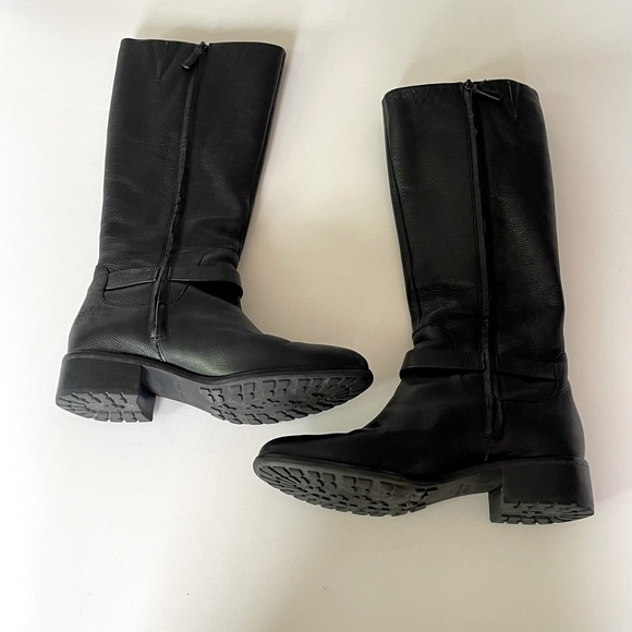 Cole Haan Womens Kenmare Tall Riding Boot Leather Black Buckle Detail Zip Size 9 - Picture 5 of 14